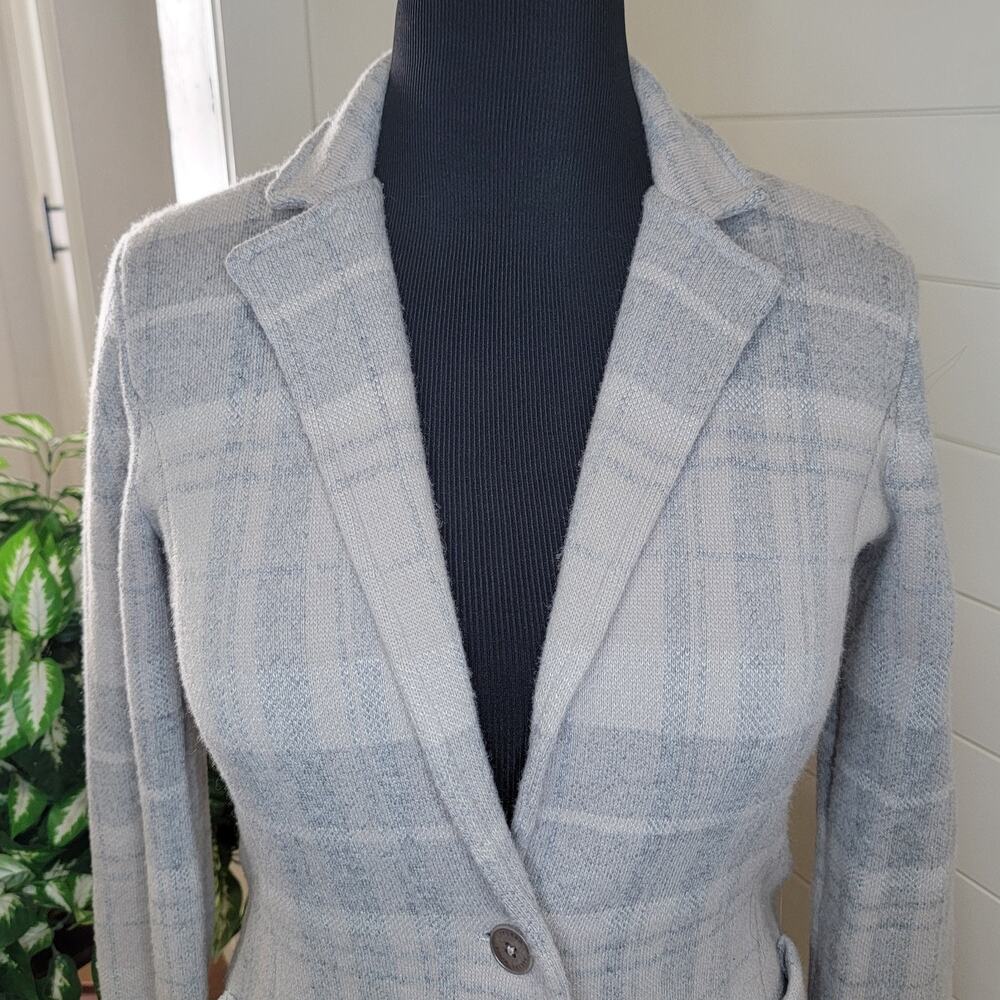 Lauren Ralph Lauren Black Label Wool Blend Knit Plaid Blazer Womens Medium Gray - Picture 3 of 11